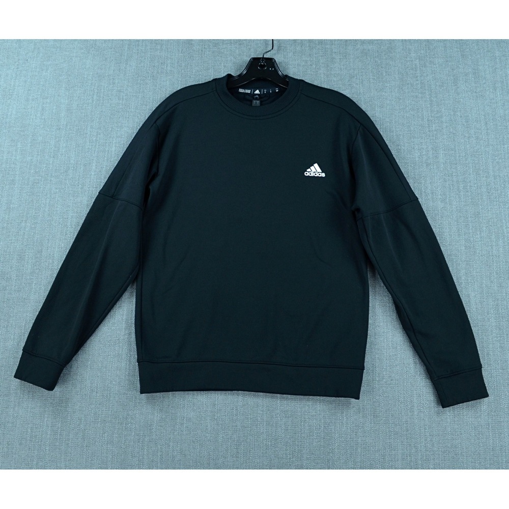 Adidas Sweatshirt Men's S Black Crew Neck Logo Pullover Long Sleeve